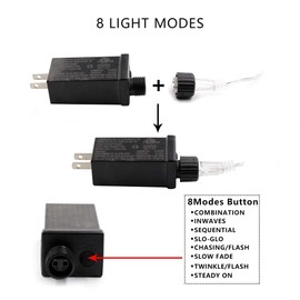 2-Pack Christmas String Lights Outdoor/Indoor, Super Bright 200 LED Christmas Tree Lights with 8 Modes, Outdoor Waterproof Fairy Lights for Wedding Party Bedroom Garden (Warm White)