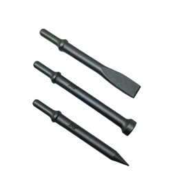 Pneumatic Air Hammer Bit Set, 3-Piece, 0.498" Shank, 7.1" Long, Heat-Treated Cr-Mo Alloy Steel
