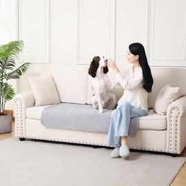 DUJUIKE Waterproof Mattress Protector, Washable/Absorbent Incontinence Sheet for Incontinent Adults/Children Bedwetting, Pet Urinating Pad, Sofa Cushion,Anti-slip Design(Light Grey,85 x 90 cm)