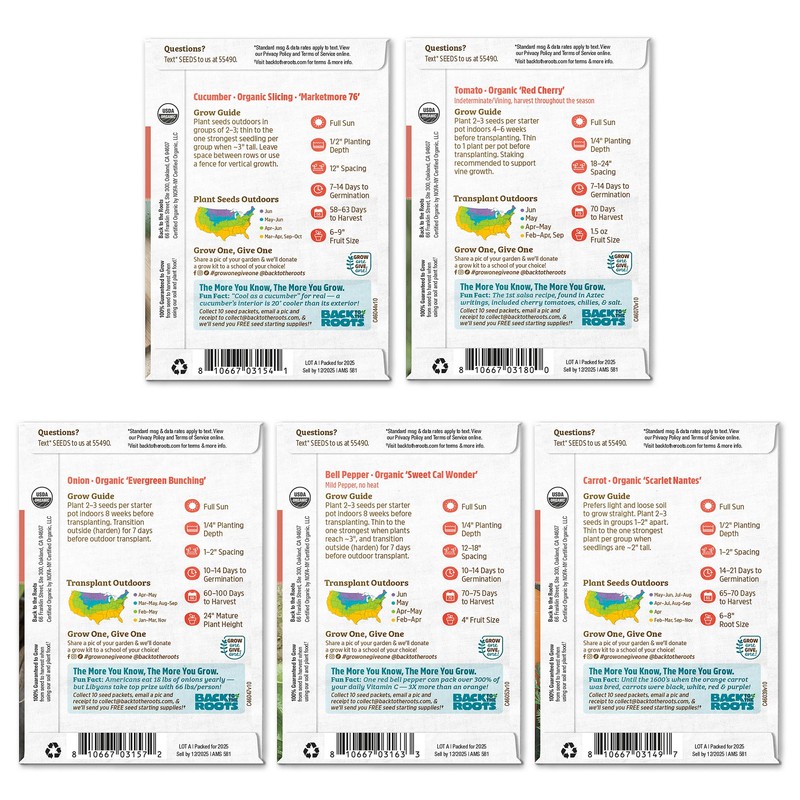 Back to the Roots Organic Vegetable Seeds Variety (5-Pack)