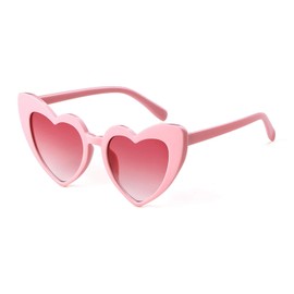 Laurinny Pink Heart Sunglasses for Women, Vintage Cute Cat Eye Heart Shaped Sun Glasses for Party Driving Travel