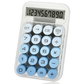 HUTUDD Cute Mechanical Switch Desktop Calculator, 10 Digits with Big Buttons and LCD Display, Battery Powered, Blue