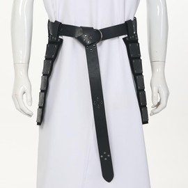 BLESSUME - Delantal medieval de piel sintética con diseño de gladiador romano, Negro 2, Talla única