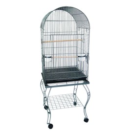 YML 20-Inch Dometop Parrot Cage with Stand, Antique Silver