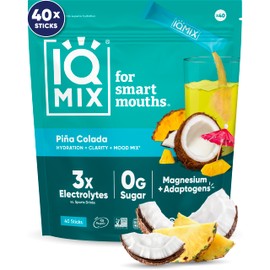 IQMIX Hydration Electrolyte Powder – 4-in-1 Formula for Hydration, Mental Clarity, Mood and Recovery – Sugar-Free Drink Mix, Keto, Magnesium L-Threonate, Lion’s Mane – 40 Count Piña Colada