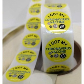 1" I Got My Corona.... Vaccine, Stickers (Yellow, 100/roll)
