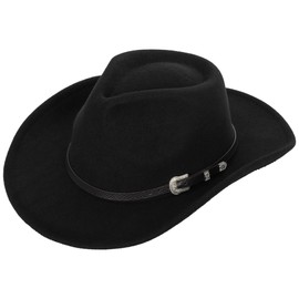 INOGIH Western Hat for Women Men Cowboy Cowgirl Hat Fedora Hat with Pull On Closure Wide Brim Fedora Hat, black