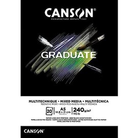 Canson Graduate Mix Media C31250P019 A5 20 Sheets Fine Black Notepad 240g