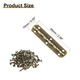 uxcell Metal Piano Hinges 180 Degree Long Folding Hinges with Screws for Wooden Box, Cabinet Closet, 65x15mm Bronze, 12 Pcs