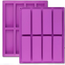 ROTDAM Large Rectangle Silicone Mold 2 PCS 8-Cavity Granola Bar Nutrition Cereal Bar Moulds Baking Pan for Energy Bar Chocolate Truffles Muffin Brownie Cornbread Cheesecake Pudding and Soap