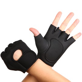 Flammi Women's Exercise Gloves Fitness Gym Workout Gloves Fundamental Training Gloves (Black-L)