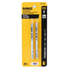 DEWALT DW3750H2 4-Inch 6TPI Fast Wood Cut High Cobalt Steel T-Shank Jig Saw Blade (2-Pack)