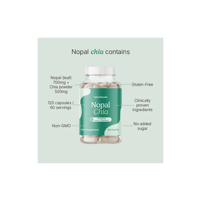 Santo Remedio Nopal Chía Suplemento Dietético 120 Cápsulas