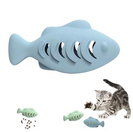 EFYUE Cat Toys for Indoor Cats Interactive Cat Toy Food Dispenser Feeder Treat Dispensing Can be Stuffed with Cat Treats, Catnip (Blue)