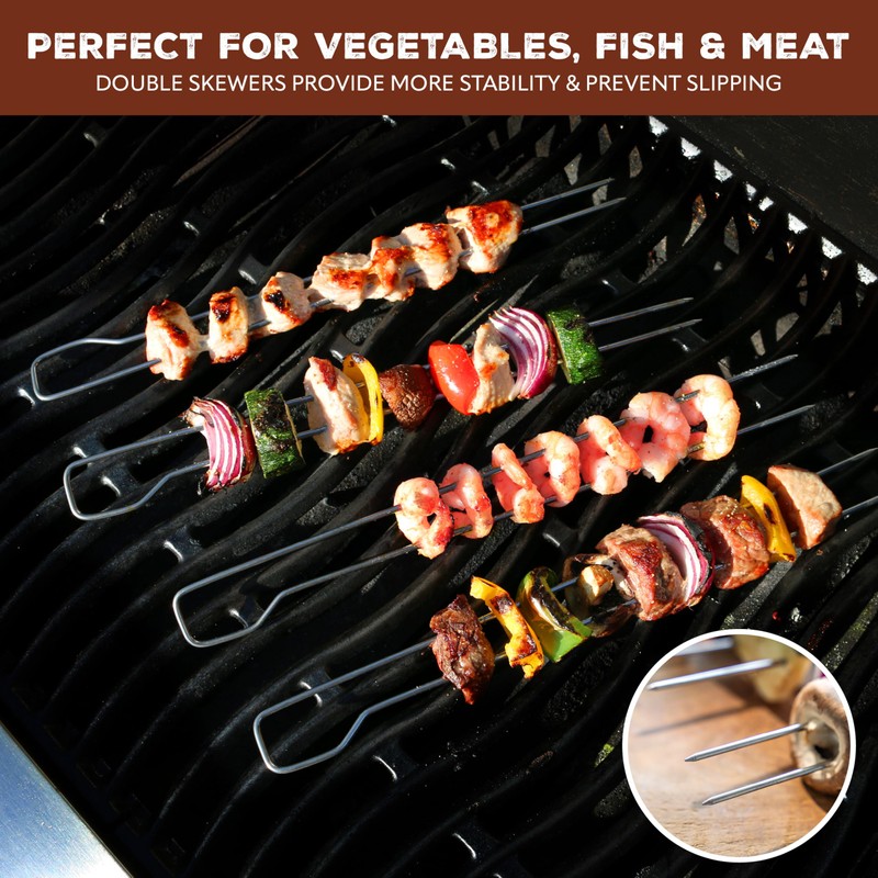 bremermann Double Barbecue Skewers Set of 8 Stainless Steel Approx.