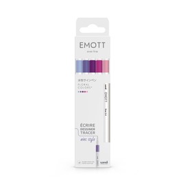 uni-ball Emott Uni Mitsubishi Pencil - 5 Floral Felt Tip Pens - for Writing, Drawing, Drawing, Drawing with Style - Fine Tip 0.4mm - Purple, Purple, Candy Pink, Hot Pink, Navy Blue