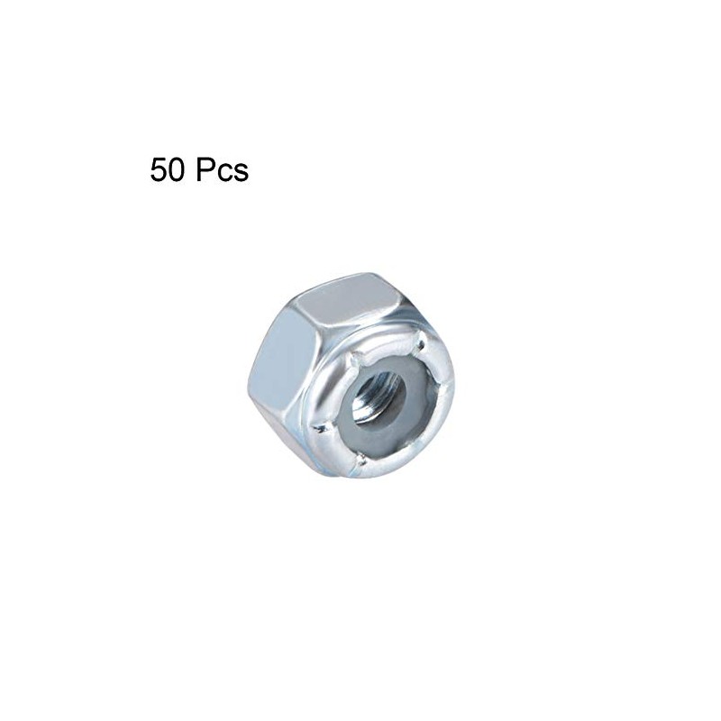 sourcing map 8#-32 Nylon Insert Hex Lock Nuts, Carbon Steel