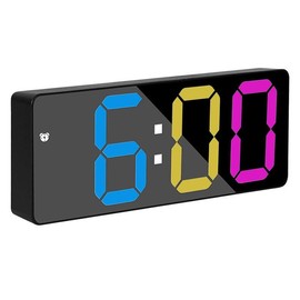 LED Digital Alarm Clock for Bedroom, 12/24H Large LED Display Temperature Date Snooze Mode Sound Control 3 Adjustable Brightness, Perfect for Living Room Office Desk - Color: Colorful