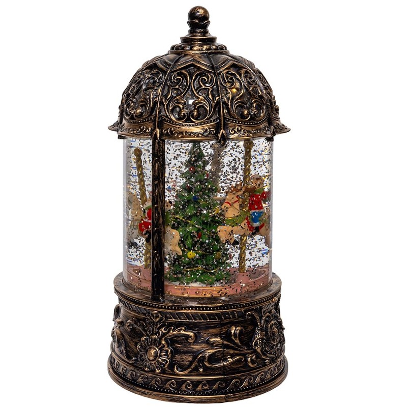 Kurt Adler 8.66-inch Battery Operated Lighted LED Santa & Carousel