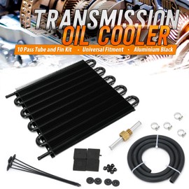 Universal 5/16" Transmission Oil Cooler Kit Aluminium alloy 10 Pass Tube & Fin Black