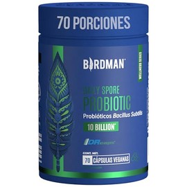 Birdman Probióticos en Cápsulas  10 Billones de UFC  Liberación Retardada, Sin Aditivos  Cápsula Vegana  Esporas Probióticas  70 Cápsulas             