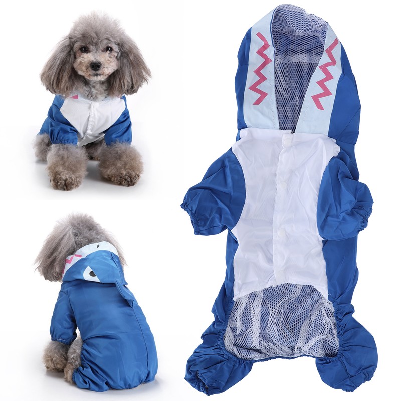 Dog Cute Raincoat Hooded Cloak Rain Jacket Cover Waterproof Polyester