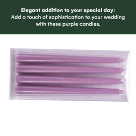 Dawhud Direct Purple Dripless Taper Candle 4pcs Set - Smokeless Long Wax Candles - Colored Taper Candles - Unscented Taper Candles - Candlesticks for Decor on Wedding, Festival and Special Occasions