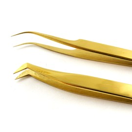 Tachi 2 Pieces Dolphin-shaped and Curved Tip Tweezers Nipper for Eyelash Extensions, Stainless Steel Tweezers Precision Set Professional Tweezer for False Lash, for Single Lash and 3D-6D Volume Lashes