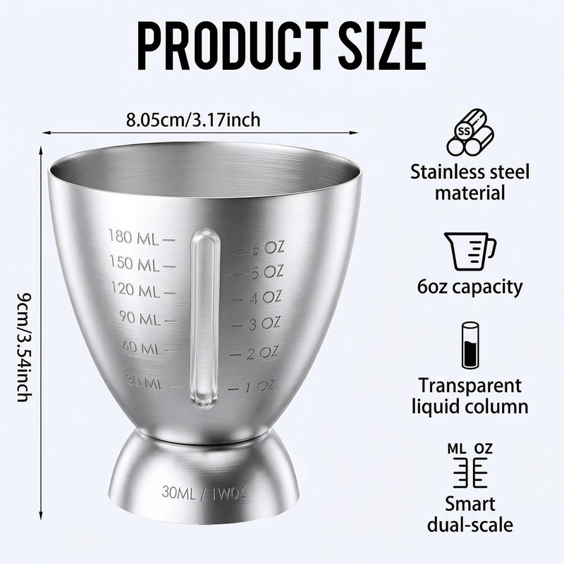 Cocktail Measuring Jigger for Bartending with Graduated Marking