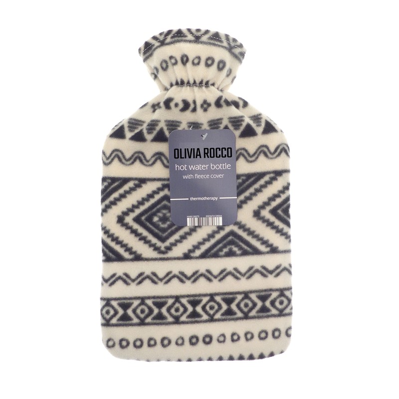 OLIVIA ROCCO Hot Water Bottle with Soft Fleece Cover Large