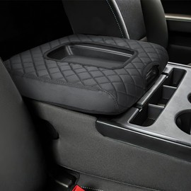 JOYTUTUS Center Console Cover Compatible with Silverado Sierra 2014 2015 2016 2017 2018 Jump Seat, Leather Arm Rest Armrest Cover for Car, Durable Middle Console Cover Replacement for Trucks