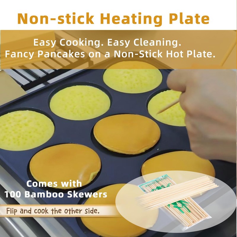 Hehinton® 9-Hole Pancake Maker, Φ76mm Dorayaki Pancake Machine, Temp Control