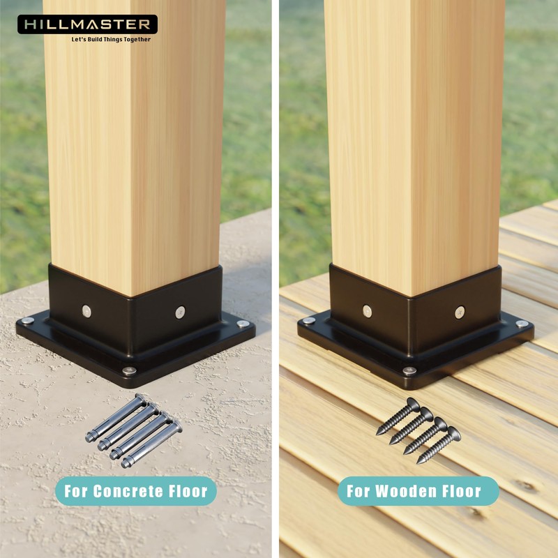 Hillmaster 4x4 Post Base Support Kit, 4 Pack Plastic Brackets
