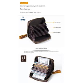 Phoena Wallet, Genuine Cowhide Genuine Leather Wallet Zipper,RFID Protected, Card Holder, for Men,Women,Unisex (Coffee)