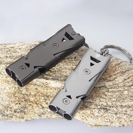 HUITINGJIANYYDS 2 Pcs Safety Whistle Double Tubes Outdoor Whistle Survival Safety Whistle Stainless Steel Safety Whistle with Keychain for School Gym Outdoor Camping Hiking