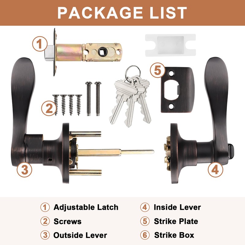 Probrico 2 Pack Keyed Alike Entry Door Lever [Lock with