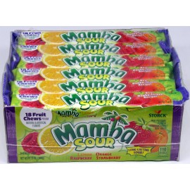 Storck Mamba Sour Fruit Chews 24 Ct 2.65 Oz Bars Candy Assort Bulk Candies Fruits Chew