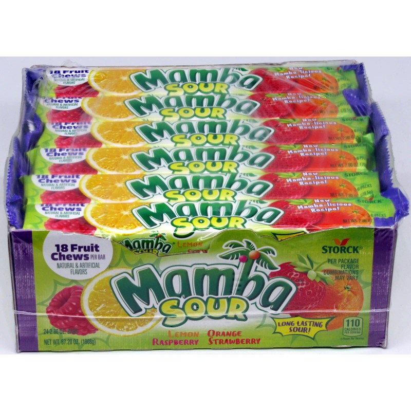 Storck Mamba Sour Fruit Chews 24 Ct 2.65 Oz Bars