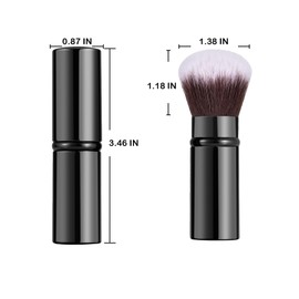 Xinpinzhou 2 Pieces Black Retractable Makeup Brush, Retractable Blush Blusher Face Powder Kabuki Foundation Brush for Cheeks
