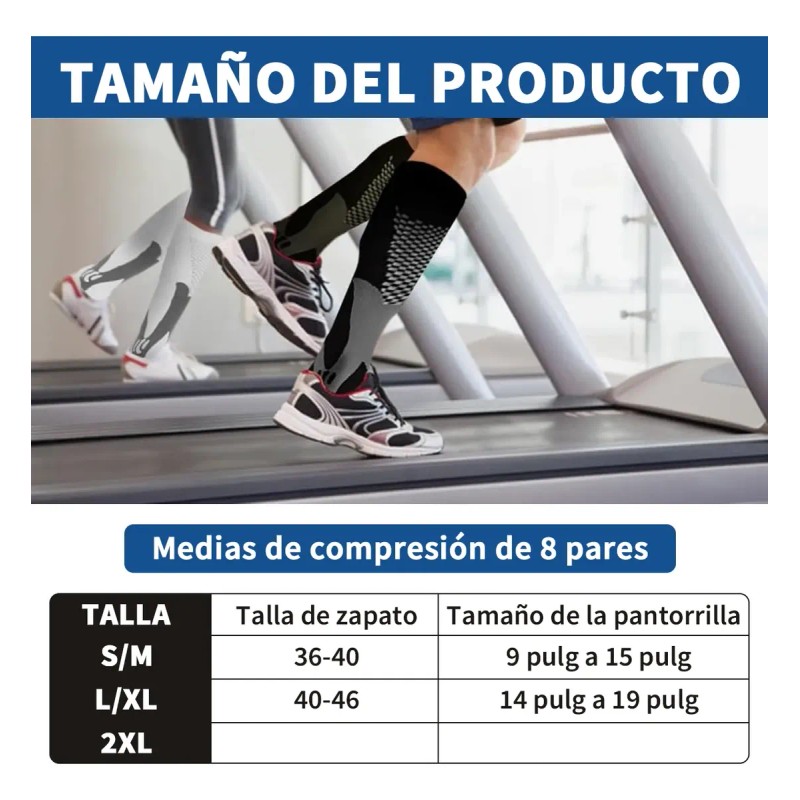 8medias Calcetas Compresión U Alivia Varices Y Circulación