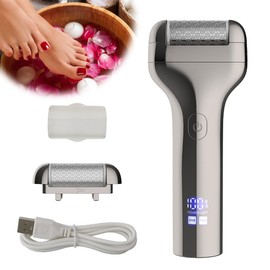 Hornhautentferner Elektrisch für Fuss: Wiederaufladbar Fuß Hornhaut Entfernener Callus Remover mit Metall Rollenköpfen, 2 Geschwindigkeiten Einstellbar, für Fußpflege