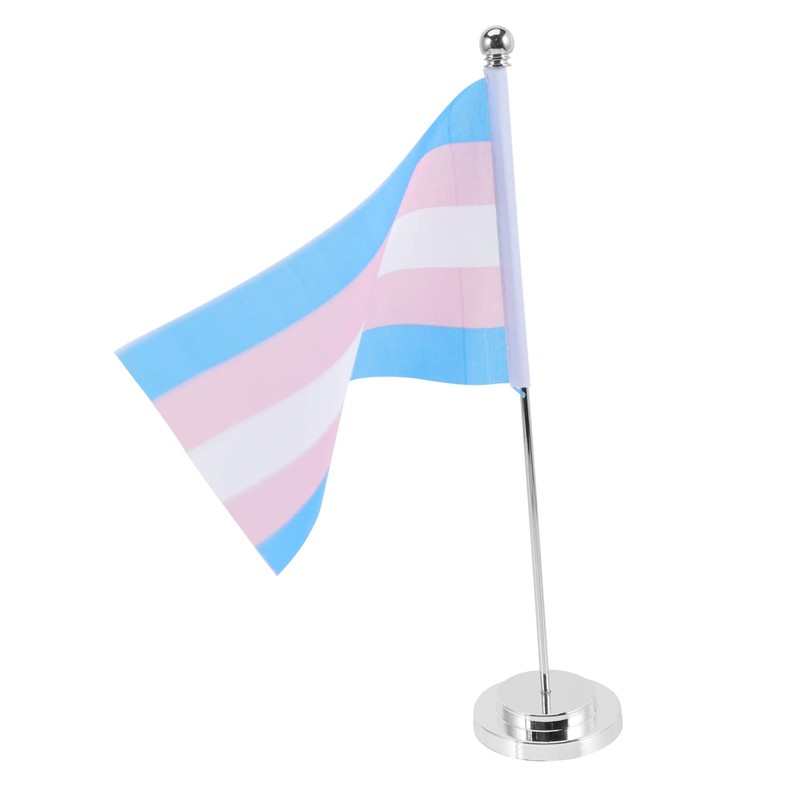 COHEALI 2 Sets Polyester Rainbow Pride Desk Flag Support Small