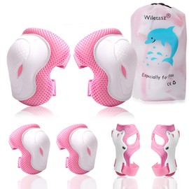 Wiletasz Knee Pads, Elbow Pads & Arm Protectors for Children, Children's Protector Sets Adjustable Strap for 5-12 Years Cycling Inline Skates, Roller Skates, Skateboarding & Scooter Protector Sets