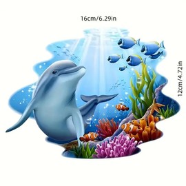 Ocean Wonderland Dolphin and Tropical Fish PVC Vinyl Car Decals Stickers Waterproof Self-Adhesive Decals for Cars, Laptops, Trucks, Motorcycles Wall Window Luggage Scratch Cover Door Decor Sticker