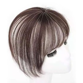 Clip in Bangs Hair Air Bangs Hair Piece, Bangs Hair Clip Lifelike Refine Facial Contour 3D Real Human Hair Bangs Dark Brown