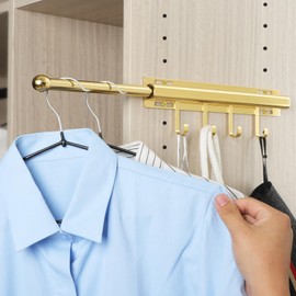 BaiNong 12 inch Valet rod for closet pull out closet valet rod Gold extending closet rod Standard telescopic closet rod organization rack pants Storage Clothes Hanger