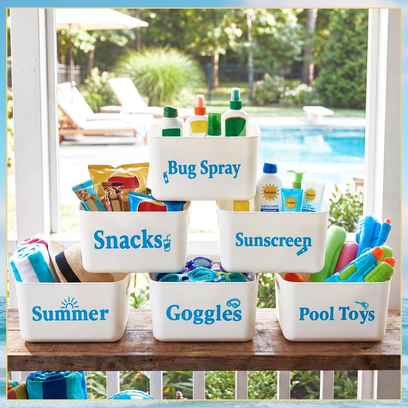Remerry 6 Pcs Poolside Storage Basket with Handles, Storage Buckets
