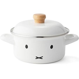 Fuji Horo Miffy Face IH Compatible Casserole Two-Handle Pot, White, 5.9 inches (15 cm)