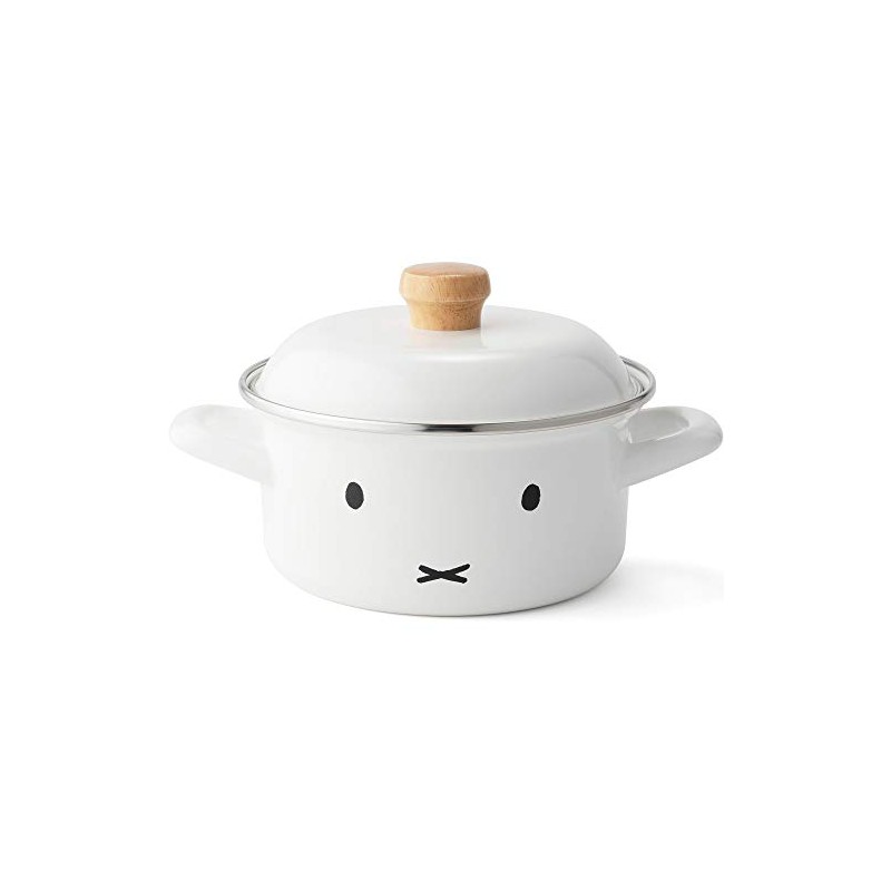 Fuji Horo Miffy Face IH Compatible Casserole Two-Handle Pot, White,