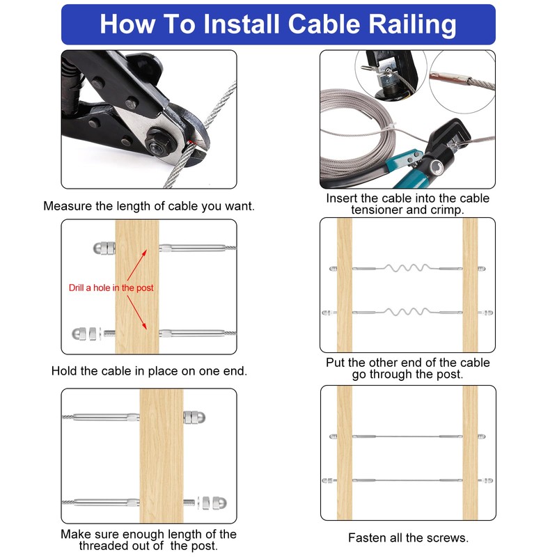 CKE 20 Pack Cable Railing Kit, Hand Swage Threaded Stud